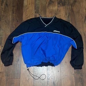 Reversible Vintage Mizuno Pullover, Blue and Black, Nylon and Cotton, Size M
